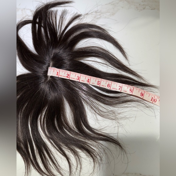 💯% 8-10” HUMAN Topper with Bangs, Dark Brown - Picture 7 of 8